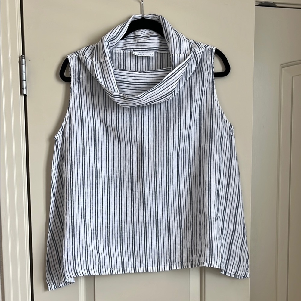 bryn Walker Cowl Neck Linen Sleeveless Top EUC
